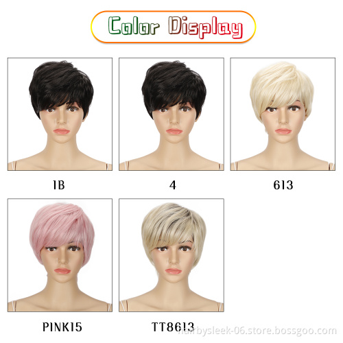Henan xuchang rebecca fashion brand finger short highlight black bob short pixie cut women weave 613 no lace synthetic hair wig